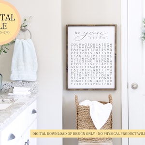 beYOUtiful words of affirmation word search | SVG & JPEG Digital Files | DIY Home Decor