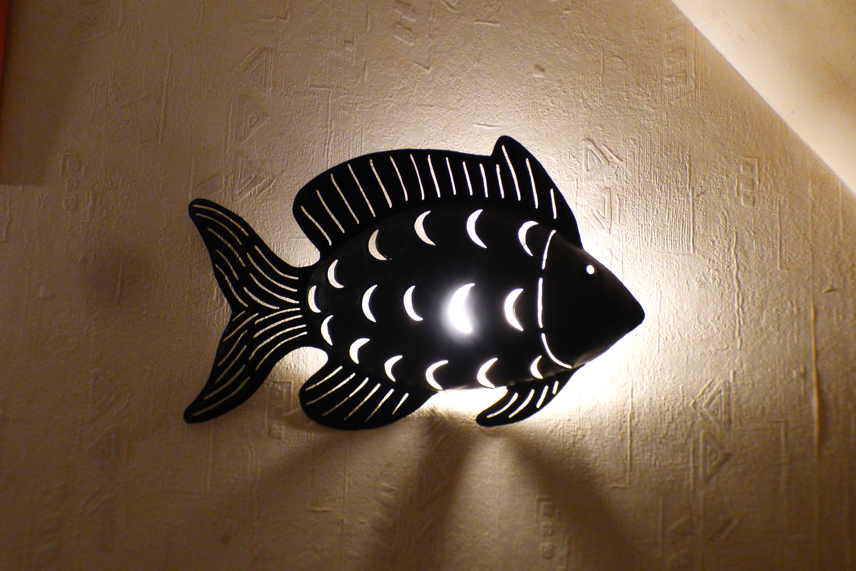 Applique Murale Poisson en Métal, Fabrication Artisanale de Ferronnerie, Décoration Intérieur, Cadea