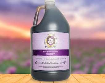 1 Gallon Elderberry Infused Wildflower Honey: Bulk Raw Honey