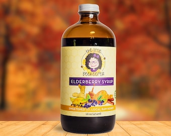 16oz All-Natural Elderberry Syrup | Organic Ingredients | The Little BeeKeeper