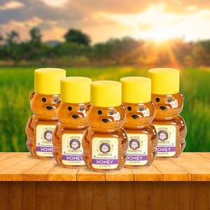 5pc Raw Honey Bear Set: Local North Carolina Honey, Party Favors