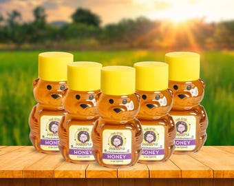 5pc Raw Honey Bear Set: Local North Carolina Honey, Party Favors