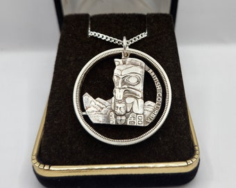 Hand Cut Silver Canadian Coin Necklace