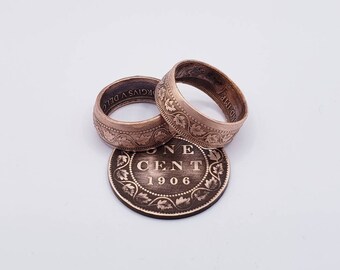 Canadian penny ring made from old pennies minted from 1858-1920