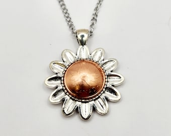 Daisy pendant made with 2012 Canadian penny.