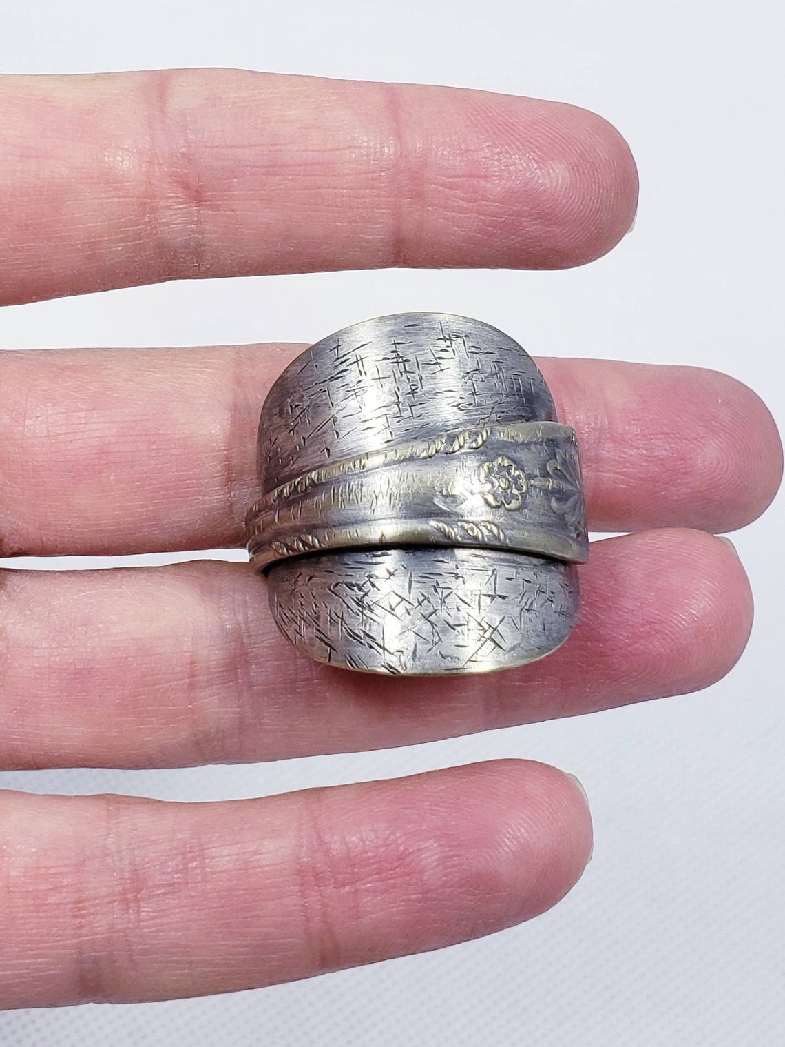 Mens spoon ring. Handmade from a silver plated antique spoon. Etsy