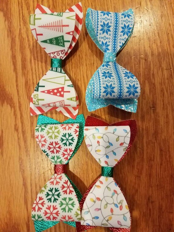 Hair Bows And Bow Ties Christmas Themed Etsy