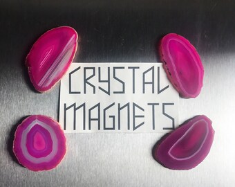 Pink Agate Slice Magnet, Crystal Magnet, Pink Agate Crystal Magnet, Gemstone Magnet, Gothic Home Decor, Refrigerator Magnet, Bohemian Decor