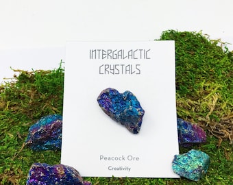 Rainbow Crystal, Peacock Ore Stone, Pyrite Crystal, Healing Crystals, Raw Bornite, Gothic Home Decor, Goth Decor, Altar Crystal, Pagan Altar