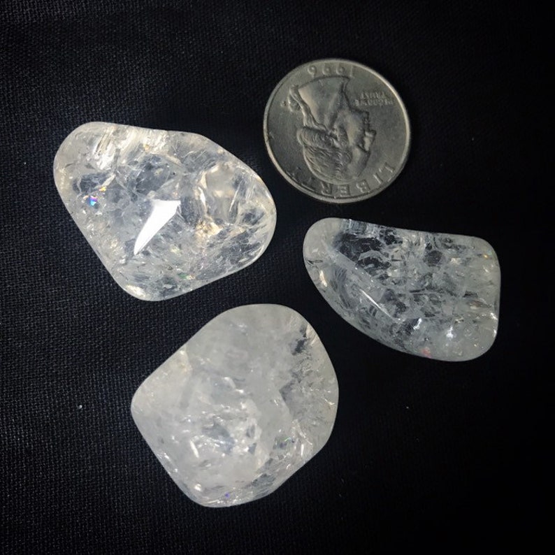 Clear Quartz Cracked Clear Quartz Crystal Tumbled Stone Etsy