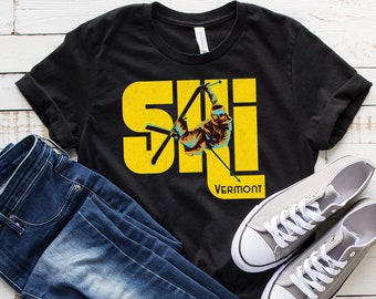 Vermont Skiing Shirt, Killington Ski Tee, Stowe Vermont, Sugarbush, Ski Vermont, Ski Okemo, Jay Peak, Smugglers Notch, Vermont Home Shirt