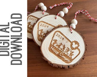 DIGITAL Happy Camper Cut File l Glowforge Files l Laser Cut File l svg l png | Disney laser file | Ornament | Fort Wilderness