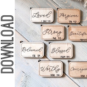DIGITALE Bibel Vers Schlüsselbund l Glowforge Schlüsselbund Dateien l Laser Cut Datei l Mama Schlüsselbund svg l Muttertag Laserdatei l digital | Bibelvers