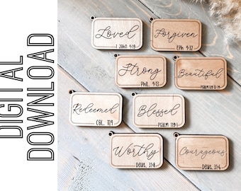 DIGITAL Bible Verse Keychain l Glowforge Keychain Files l Laser Cut File l Mom Keychain svg l mothers day laser file l digital | Bible Verse