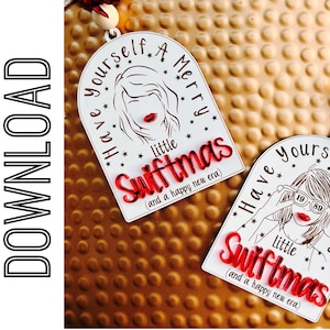 DIGITAL Merry Little Swiftmas Arquivo de corte l Glowforge Arquivos l Laser Cut Arquivo l svg l Taylor Swift arquivo laser l digital | Ornamento