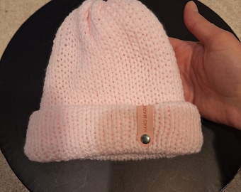 Hand Knit Acrylic Beanie: Double Layer Winter Hat