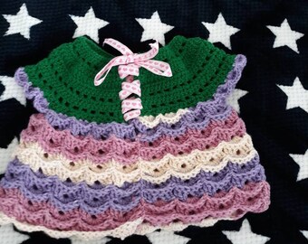 Baby girl dress,  crochet dress, doilies dress,  dress for baby, pink baby dress