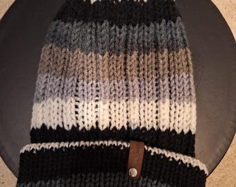 Hand Knit Beanie: Double Layer Acrylic Winter Hat with Pom Pom