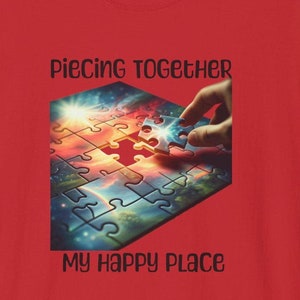 Juntando as Peças do Meu Lugar Feliz, camiseta de quebra-cabeça, quebra-cabeça, papelão, jogo de tabuleiro, Ravensburg, quebra-cabeça, amante de quebra-cabeça, mãe, avó,