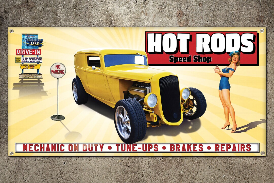 Ford Coupe Hot Rods Garage Banner 2ft X 4ft - Etsy
