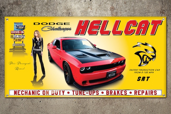 Dodge Demon SRT Vinyl Banner Flag Sign Mancave Garage Outdoor Waterproof 60x18 