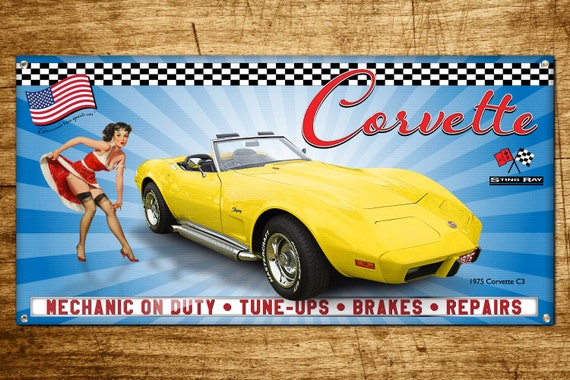 Custom 75 Corvette C3 Garage Banner 2ft X 4ft Etsy