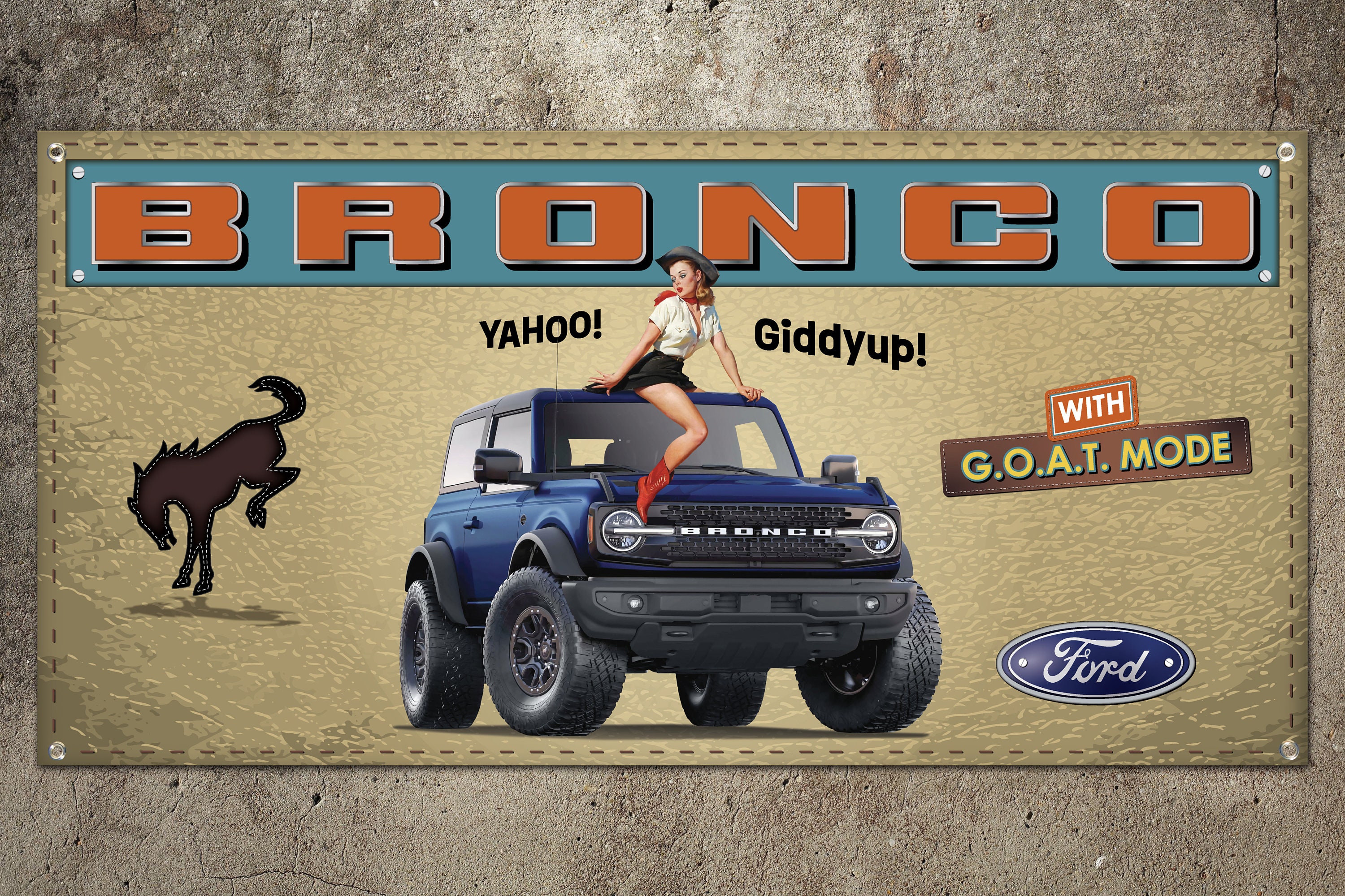 Custom Ford Bronco Garage Banner