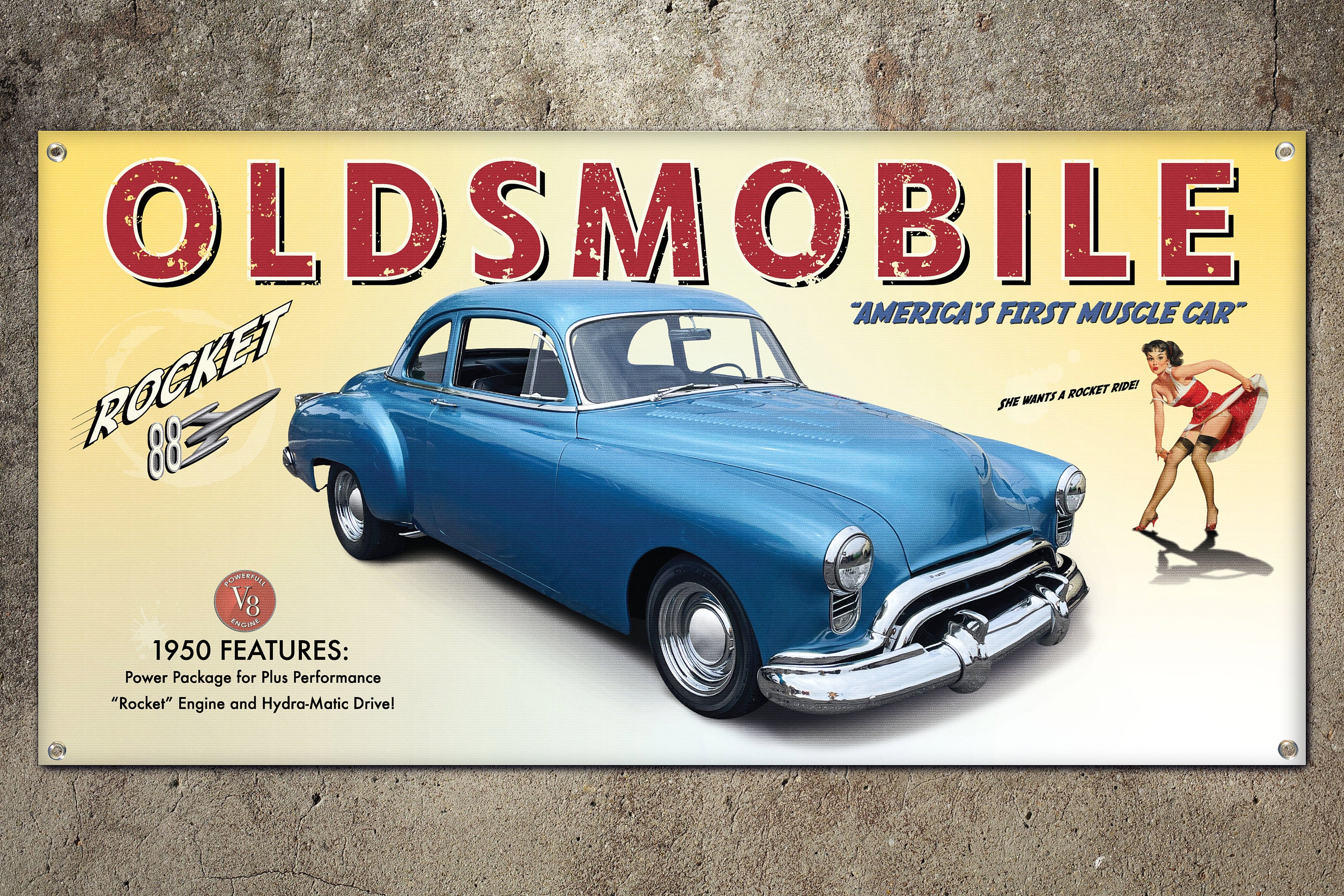 Custom 1950 Oldsmobile Rocket 88 Garage Banner Etsy
