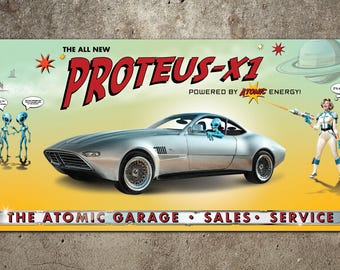 Retro Science Fiction Automobile Garage Banner