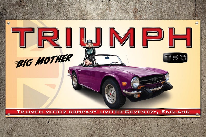 Triumph TR6 Garage Banner 2ft x 4ft image 1