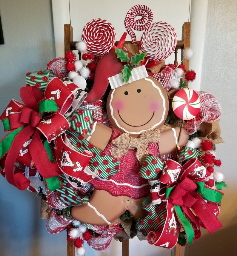 Front Door Wreath Holiday Wreath Winter Wreath Xmas Wreath Christmas Wreath Gingerbread Girl Wreath Gingerbread Girl Mantel Wreath