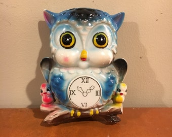 Vintage blue owl wall pocket