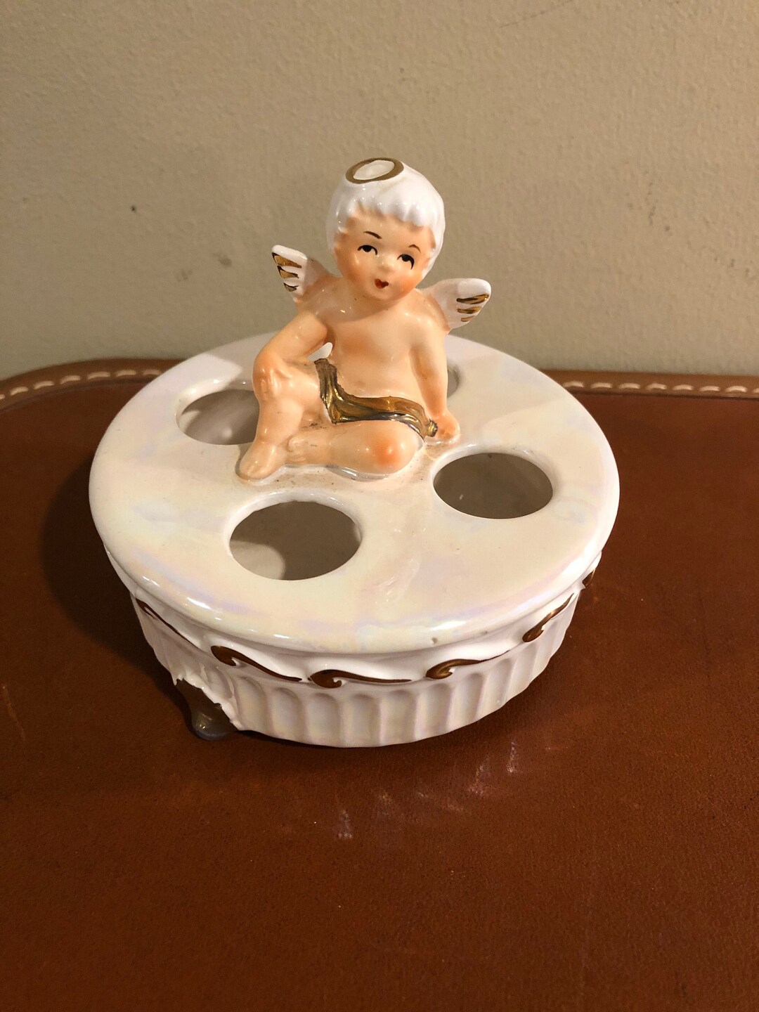 Vintage Lefton Cherub Lipstick Holder Etsy
