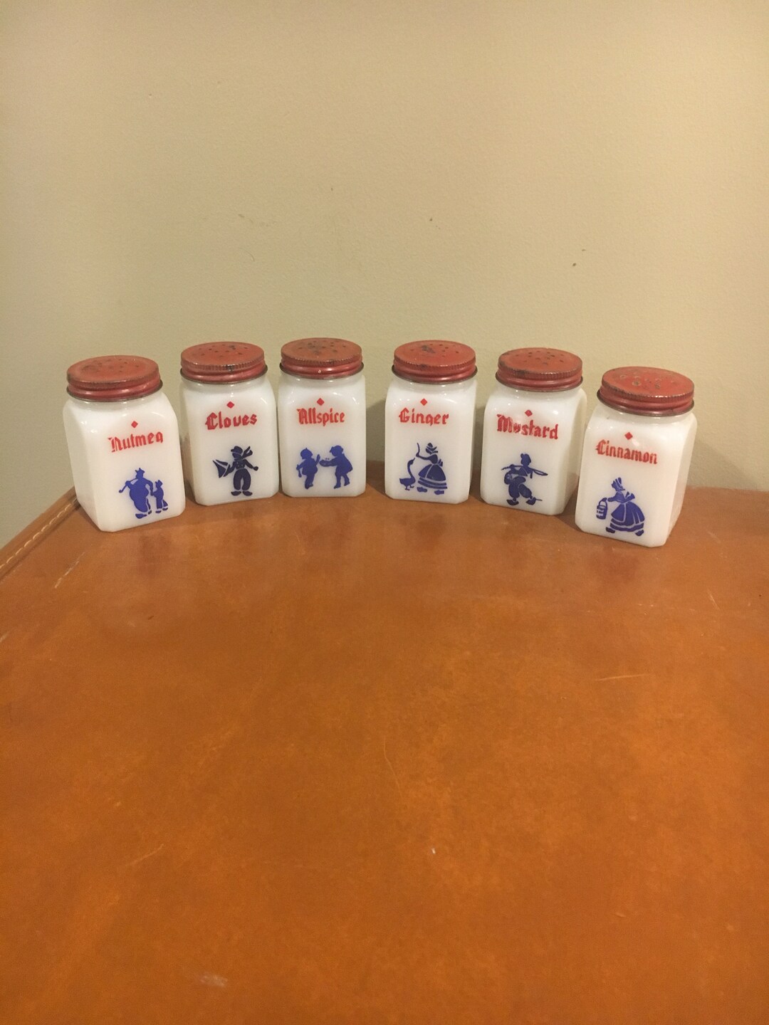 Vintage Milk Glass Spice Set Etsy