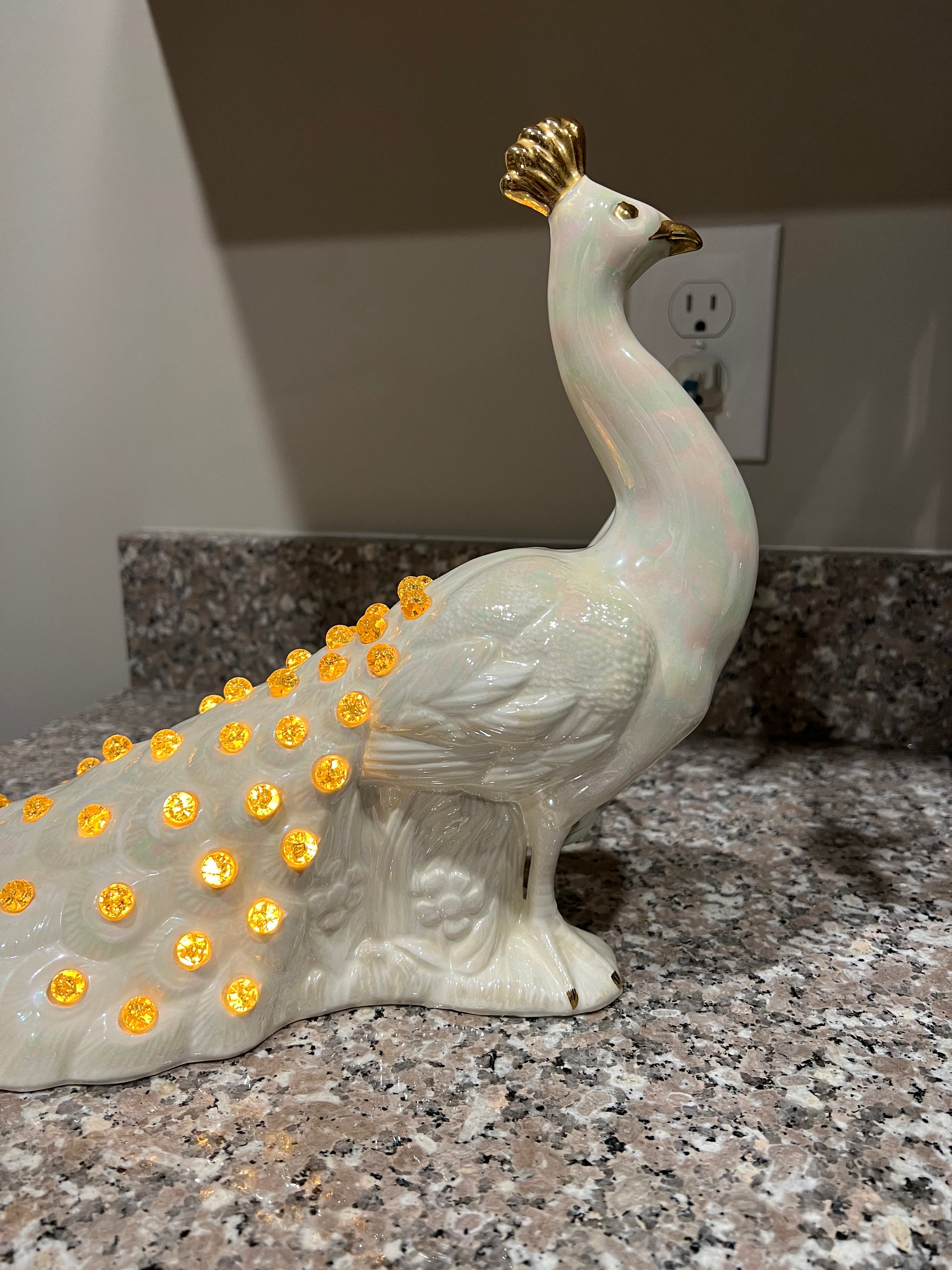 Vintage Ceramic Peacock Lamp - Etsy