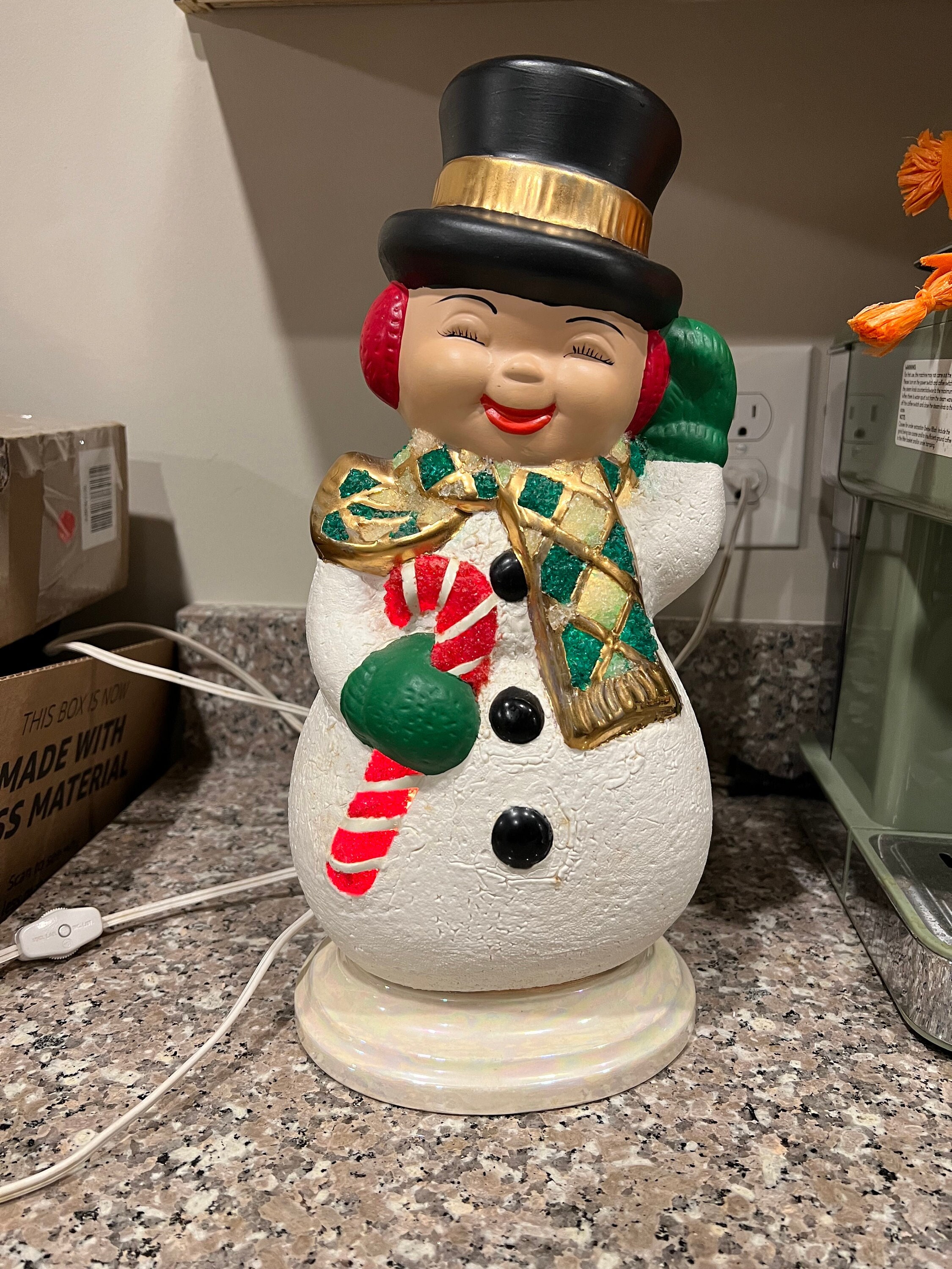 3572ミュージカルキャンドルシロクマ冬 Vintage Light up Musical Ceramic Christmas Snowman - Etsy