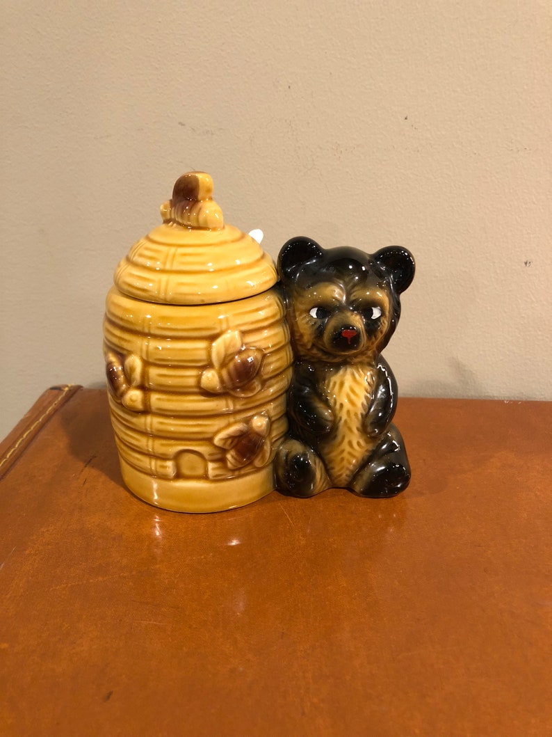 Vintage bear honey jar with spoon Etsy