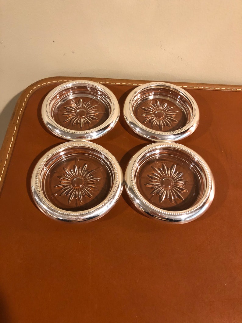 Vintage set of 4 glass coasters