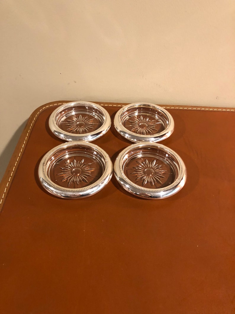 Vintage set of 4 glass coasters