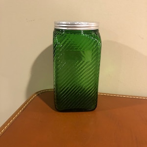 Vintage green glass kitchen canister