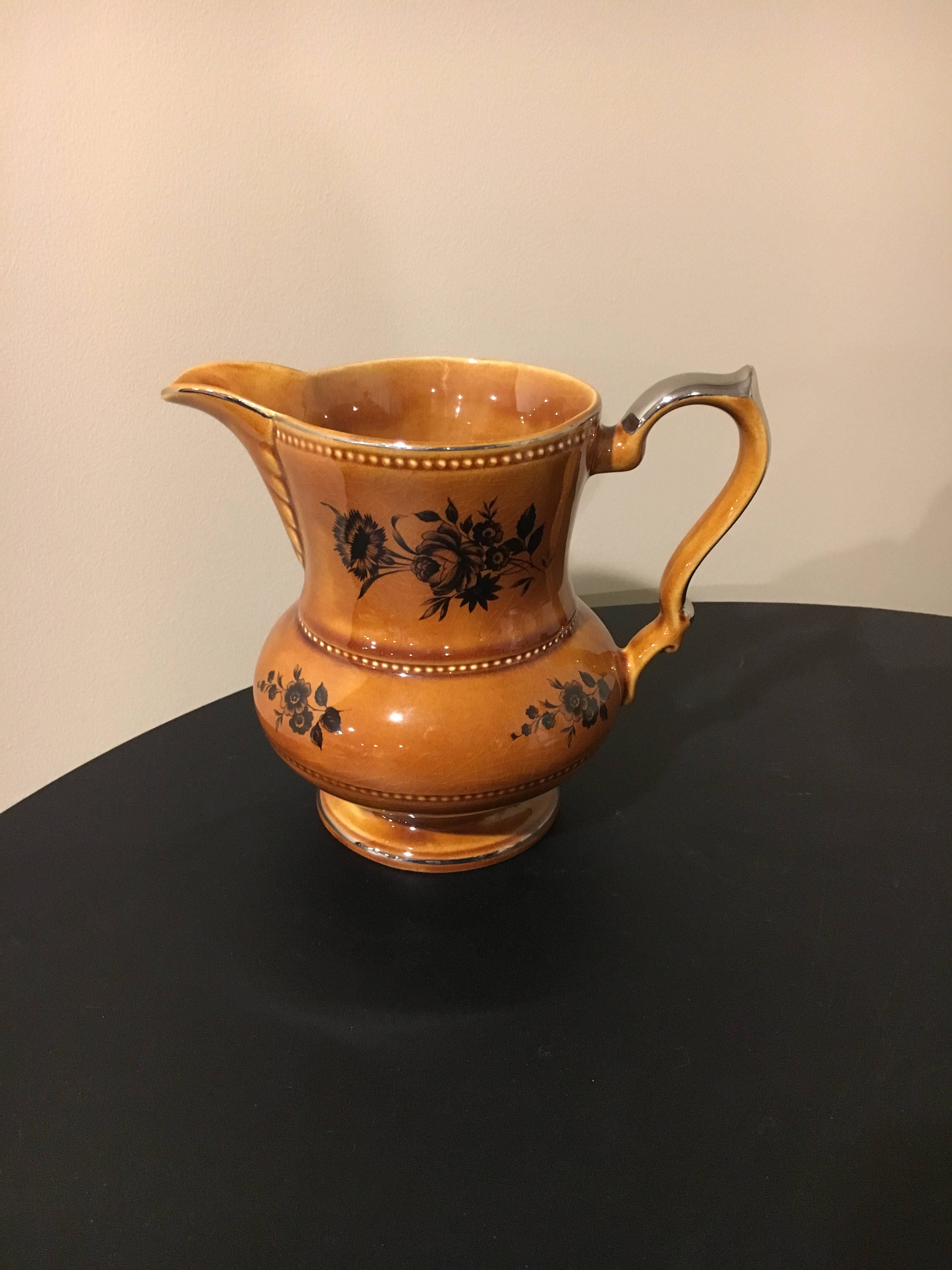 英国 Lord Nelson Pottery ヴィンテージ ジャグ ピッチャー 陶器 水差し フラワーベース 花瓶 食器 ロード ネルソン イギリス 95896 Vintage Lord Nelson Pottery, England 7 in tall wide Brown glazed