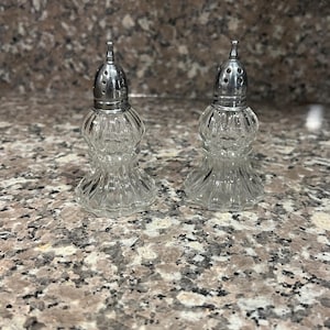 Vintage clear glass salt and pepper shakers