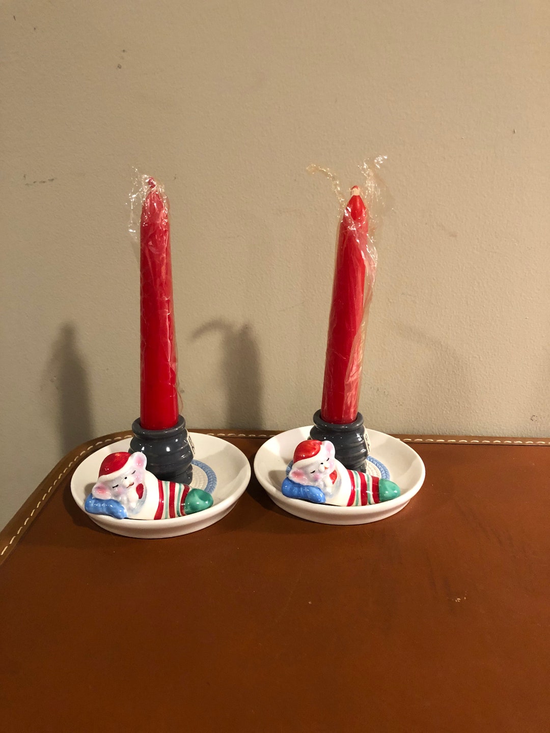 Vintage Avon Christmas Candle Stick Holders With Candles Etsy