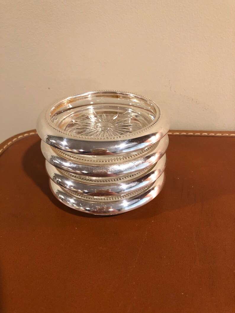 Vintage set of 4 glass coasters