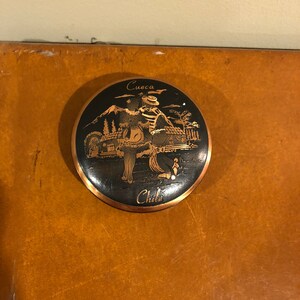 Vintage brass Chile compact container
