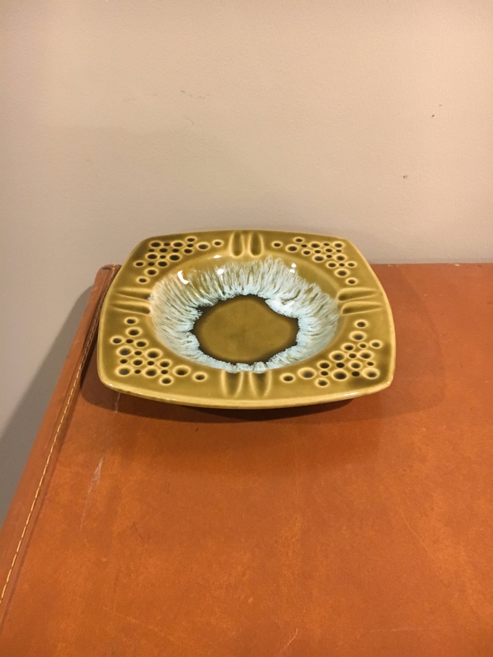 Vintage Green Ceramic Ashtray Etsy