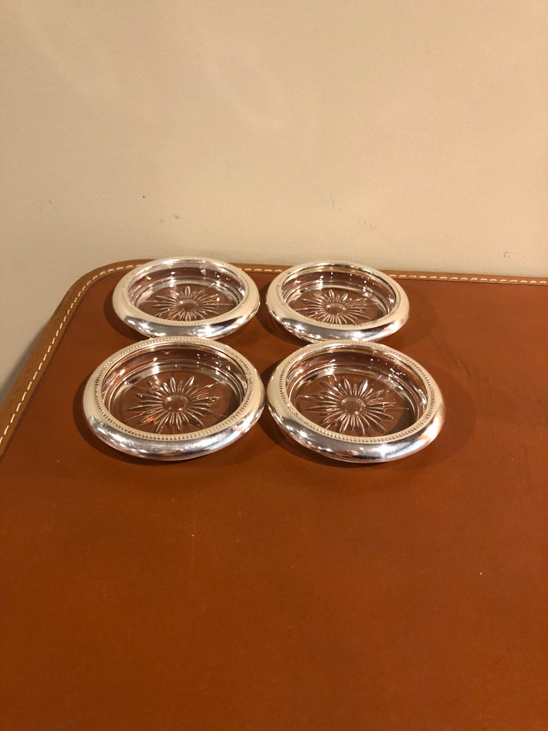 Vintage set of 4 glass coasters