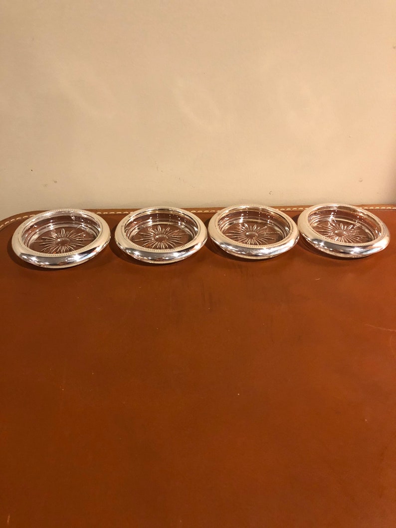 Vintage set of 4 glass coasters