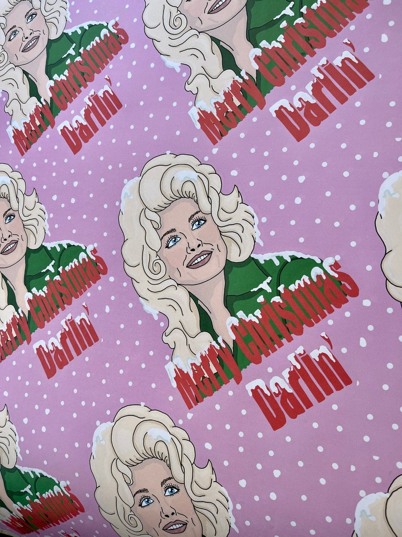 Dolly Parton Wrapping Paper Merry Christmas Darlin Funny Christmas