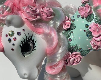 My Little Pony Custom G3 Merry Go Round * TEA ROSE * Swarovski Crystal Rhinestone, OOAK